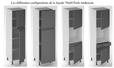 Porte pour meuble de cuisine Perle anthracite 70 x 60 cm OFITRES