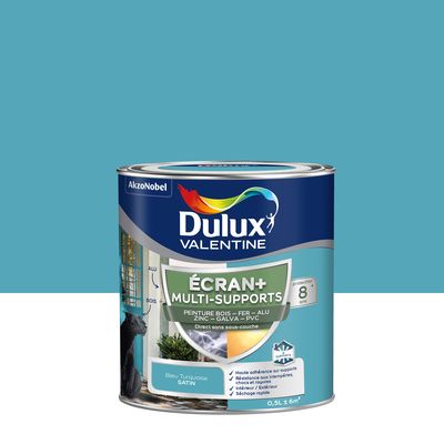 Peinture Ecran+ Multi-supports Dulux Valentine Satin Bleu Turquoise 0,5 L