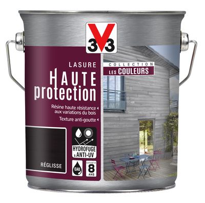 Lasure bois Haute Protection intérieure extérieure couleur réglisse 2,5 l V33