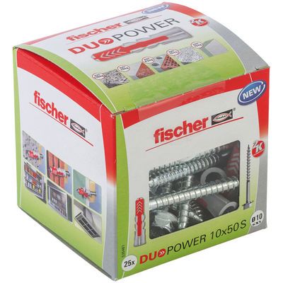 Chevilles tous matériaux DuoPower DIY 10 x 50 mm avec vis par 25 FISCHER