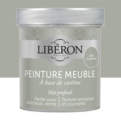 Peinture meuble bois à la caséine mat gris flamand 0,5 L LIBERON