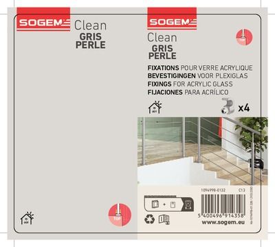 Support pour verre acrylique pour garde-corps gris perle X4 SOGEM