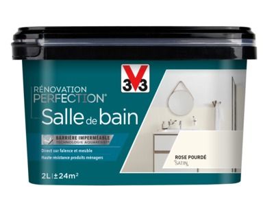 Peinture de rénovation pour salle de bains rose poudré finition satinée 2 l V33