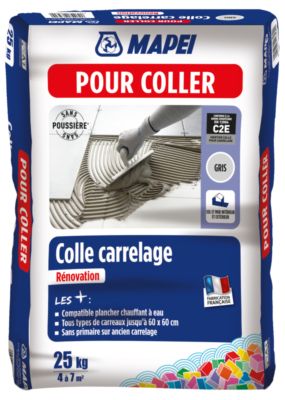 Colle rénovation sans poussière gris 25 kg C2e MAPEI