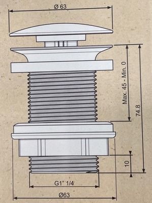 Bonde de lavabo à écoulement libre NF 75 mm blanche ROUSSEAU SANITAIRE