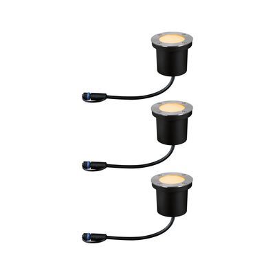 Spots encastrables extérieur LED blanc chaud IP67 3x4,5W 3x180 lumens 24V Kit de démarrage - Floor Plug & Shine PAULMANN