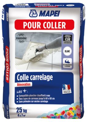 Colle rénovation sans poussière blanc 25 kg C2e MAPEI