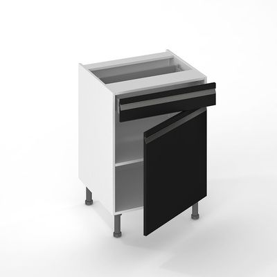 Façade tiroir avec poignée intégrée pour meuble de cuisine Ibiza noir mat 13,8 x 60 cm OFITRES