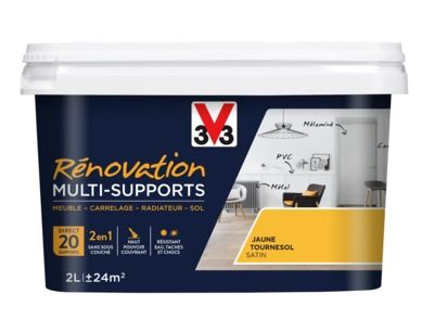 Peinture de rénovation multisupports finition satinée jaune tournesol 2 l V33