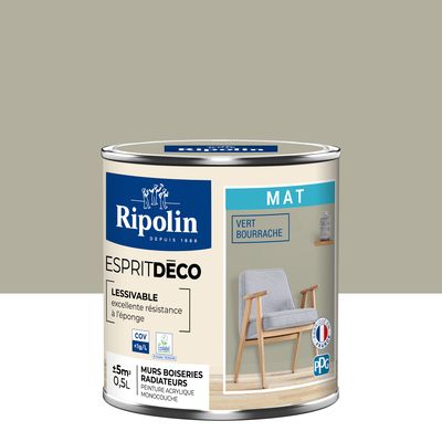 Peinture Intérieure Couleur - Mat - 0,5L - Vert Bourrache - RIPOLIN