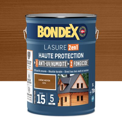 Lasure 2 en 1 haute protection 5 ans chêne moyen 5 l BONDEX