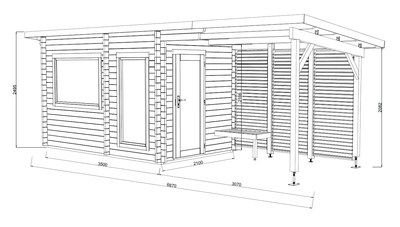 Sauna Sanna 6,8m2 + 9m2 épaisseur 44 mm Livraison incluse domicile  PALMAKO