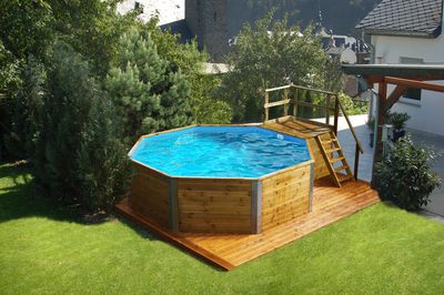 Piscine bois massif octogonale diamètre 397 cm H 116 cm 593 B T1 Livraison gratuite domicile WEKA