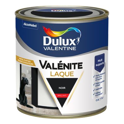 Peinture Boiseries Laque Acrylique ValéniteNoir Brillant 0,5 L - DULUX VALENTINE