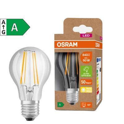 Ampoule LED E27 classe énergétique A 4W 840 lumens blanc chaud OSRAM