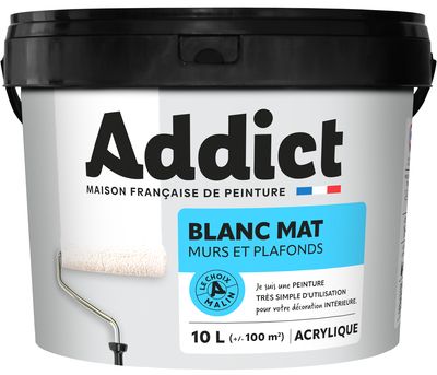 Peinture murs et plafonds blanc mat 10 l ADDICT