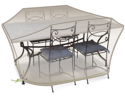 Housse de protection grise mastic pour table rectangulaire et chaises 4-6 personnes JARDILIN