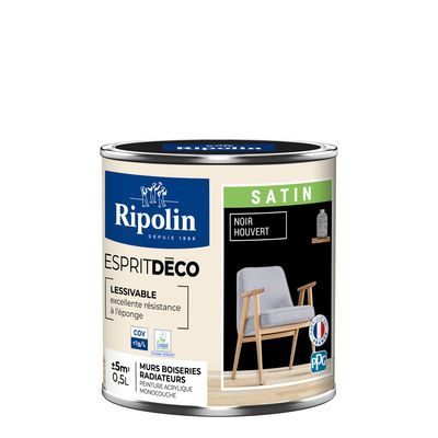 Peinture Intérieure Couleur - Satin - 0,5L - Noir - RIPOLIN