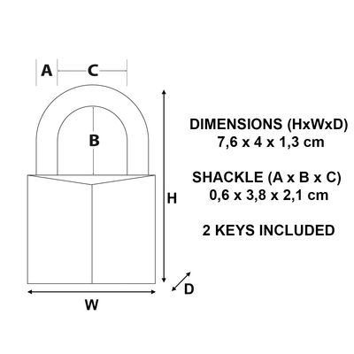Cadenas à clés largeur 40 mm en laiton avec anse haute 38 mm MASTER LOCK