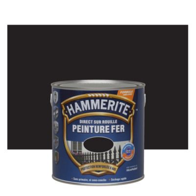 Peinture fer extérieur direct sur rouille finition lisse noir 2,5 l HAMMERITE