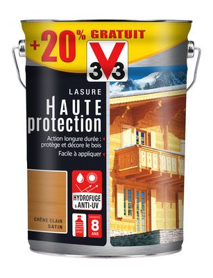 Lasure bois Haute Protection chêne clair 5 l + 20 % gratuit V33