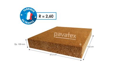 Fibre de bois Pavaflex Confort épaisseur 10cm  122 x 57.5 cm SOPREMA