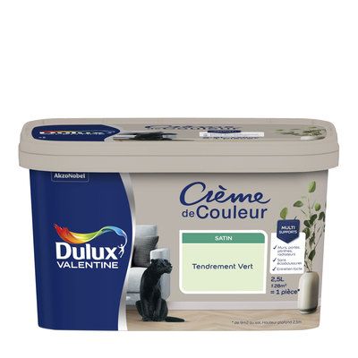 Peinture Crème de Couleur Tendrement Vert satin 2,5 l - DULUX VALENTINE