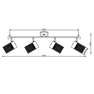 Plafonnier Arc KAMOLO E27 4x40W BRILLIANT