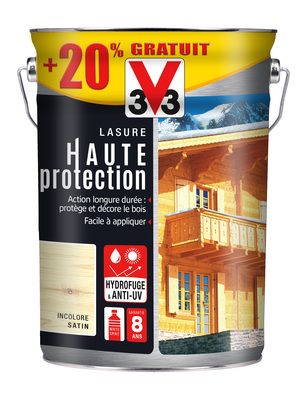 Lasure bois Haute Protection incolore 5 l + 20 % gratuit V33