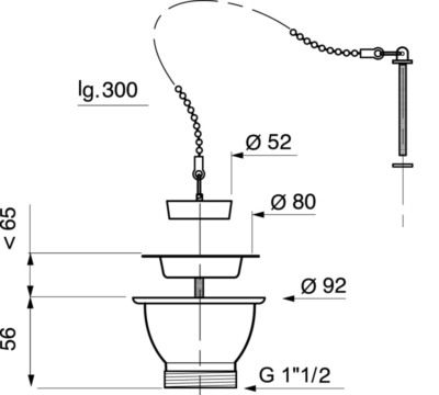 Bonde évier grès à bouchon diamètre 60 mm Chantier