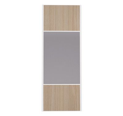 Porte de placard Miroir et Chêne Naturel Profil blanc H 248,5 x L 92,2 cm YNGENIO