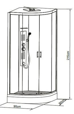 Cabine de douche Tonga 1/4 rond 90cm