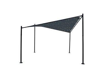 Tonnelle Belle de nuit avec voile LED gris anthracite 3,5 m x 3,5 m JARDILINE