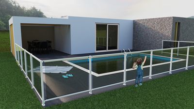 portillon de piscine 1m10 en verre et aluminium blanc HOMALU