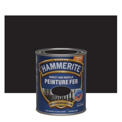 Peinture fer extérieur direct sur rouille finition lisse noir forgé 750 ml HAMMERITE