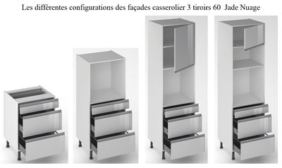 Façades tiroir pour meuble de cuisine Jade nuage 70 x 60 cm par 3 OFITRES