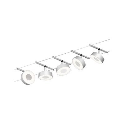 Spots sur câbles LED kit 5x5W 3000K 12V chrome dépoli WIRE CIRCLE CORDUO PAULMANN