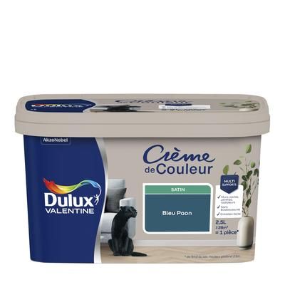 Peinture Crème de couleur Bleu Paon satin 2,5 l - DULUX