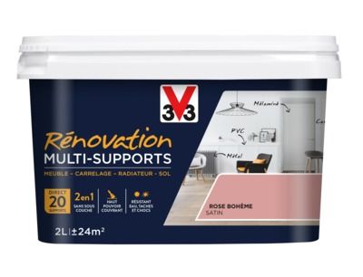 Peinture de rénovation multisupports finition satinée rose bohème 2 l V33