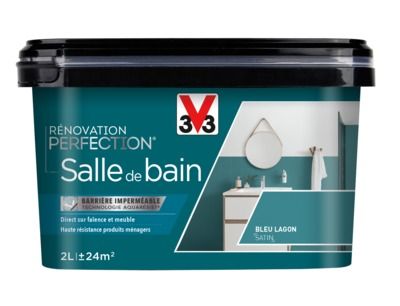 Peinture de rénovation pour salle de bains bleu lagon finition satinée 2 l V33