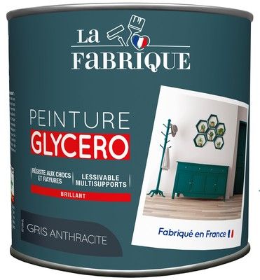 Peinture glycero Gris Anthracite brillant 500 ml - LA FABRIQUE