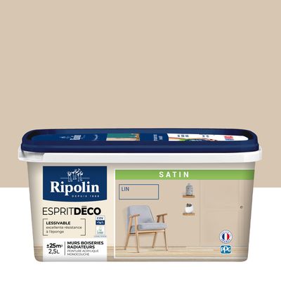 Peinture Intérieure Couleur - Satin - 2,5L - Lin - RIPOLIN