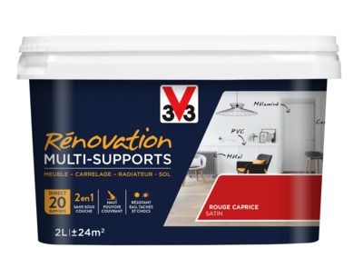 Peinture de rénovation multisupports finition satinée rouge caprice 2 l V33