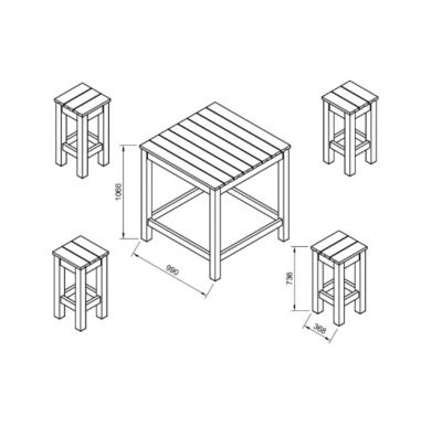 ARON MANGE DEB TABLE+TABOURETS