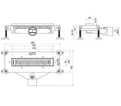 Caniveau de douche extra-plat So line 500 mm avec guide pentes intégrés WIRQUIN