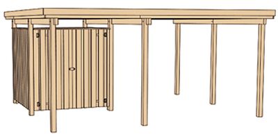 Carport 607 T1 avec local toit plat WEKA