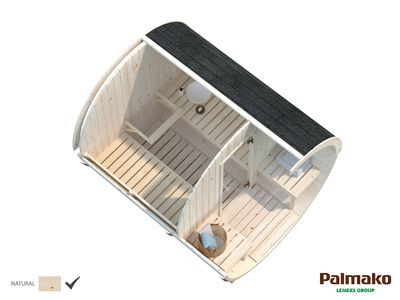 Sauna rond bois naturel Anita 1,3m² épaisseur 42 mm PALMAKO