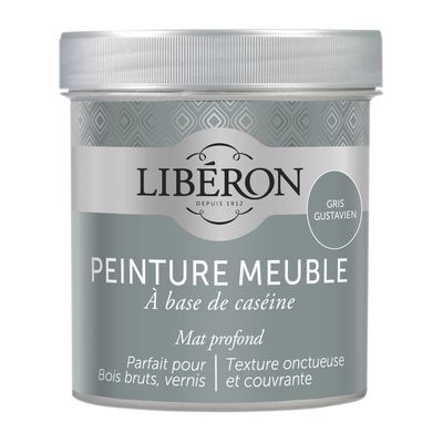 Peinture meuble bois à la caséine mat gris gustavien 0,5 L LIBERON