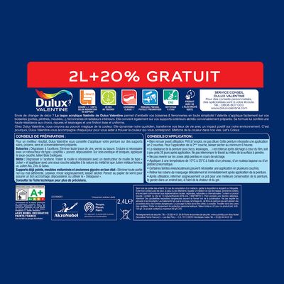 Peinture Boiseries Laque Acrylique Valénite Blanc Satin 2 L+20% - DULUX VALENTINE