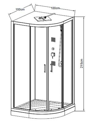 Cabine de douche Madera 1/4 rond 100 x 100 x 215 cm